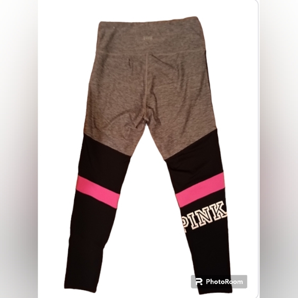 PINK VS Ultimate Half Zip Heathered Hot Pink & Grey Active Top & Leggings Set - Picture 6 of 7